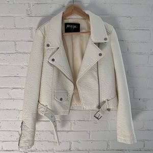 Nasty Gal, White Vegan Leather Moto Jacket